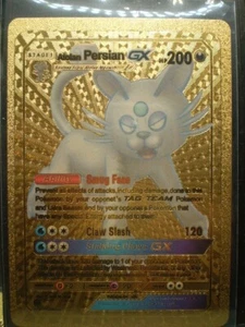 Alolan Persian GX - Tarjeta de Fan Art Alina de Oro Texturizada como Como Nuevo - Imagen 1 de 1