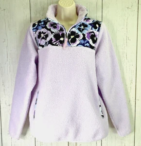 VERA BRADLEY Ciruela Pensamientos Talla GRANDE Peluche Polar 1/4 Cremallera Pullover Bolsillo Chaqueta - Imagen 1 de 16