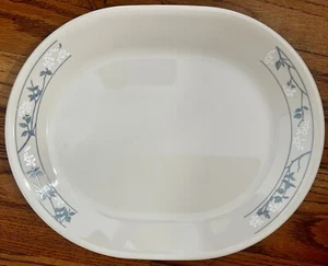 VTG Corelle Platter First Of Spring Oval Serving Tray 12-1/4" Cottage Blue Ivory - Picture 1 of 2
