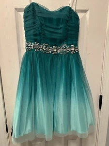 B Darlin Party Homecoming Dress Emerald Green Ombré Strapless Junior Size 3/4 - Picture 1 of 17