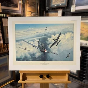 THE EAGLES DIVIDE- WW2 P51's battling bf109g's Art Print by Robert Taylor - Picture 1 of 2