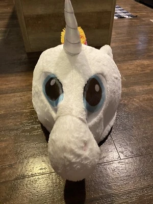 Unicorn Head Costume Jumbo  White Rainbow Glitter - Image 1 of 4