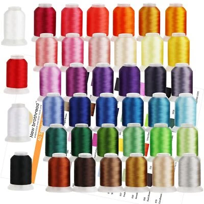New brothreads 40 Colors 100% Polyester Machine Embroidery Thread 550yd with ... - Image 1 of 4