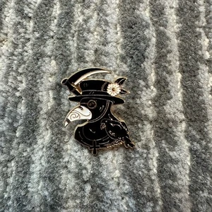 Plague Doctor Enamel Pin Black Bird Goth Brooch Sickle Raven Crow Gothic New - Picture 1 of 4