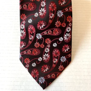 Corbata Kai Larga Para Hombre Seda Hecha a Mano Clásica Borgoña Coloridas Florales Paisley - Imagen 1 de 8