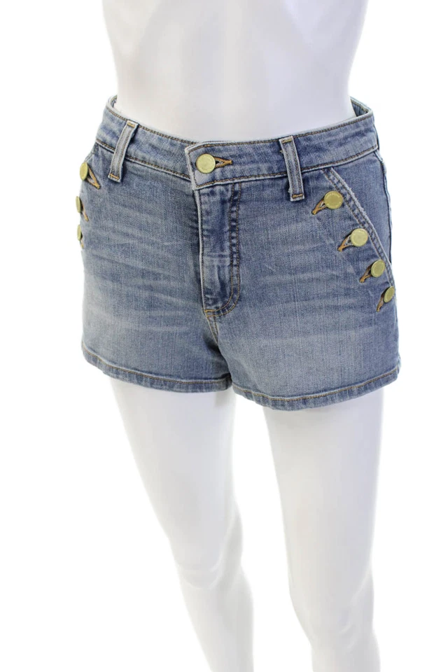 Ramy Brook Womens Cotton Buttoned Pocket Detail Denim Shorts Blue Size 24 - Image 1 of 4