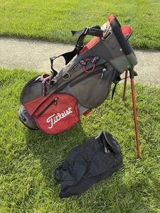 Titleist 4-Way Divider Golf Carry Stand Bag Red Gray W/Raincover - Picture 1 of 8