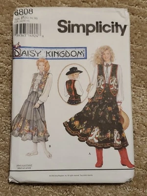 Daisy Kingdom Western Ruffle Layered Skirt Vest Size 12 14 16 Simplicity 8808 FF - Image 1 of 4