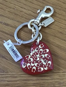 NWT COACH Signature Heart Bag Charm in RED / GOLD F32220 - Picture 1 of 2