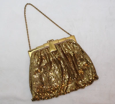 Vintage Whiting and Davis Co. Gold Tone Brass Mesh Purse - Image 1 of 4