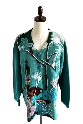 NEW Storybook Knits Sweater Cardigan Sz 1X  Rosseau The Dream Artsy Embroidered - Image 1 of 4
