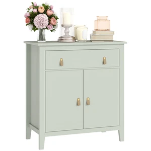 Farmhouse Sideboard: Chic Light Green Cabinet with Adjustable Shelves - Picture 1 of 10