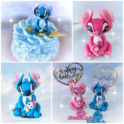 Stitch Engel inspiriert Figuren Deko Tortendeko Geburtstag Cake Topper Fondant - Bild 1 von 4