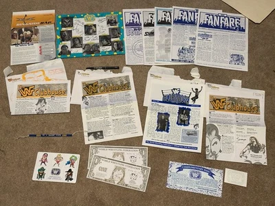 Rara Colección Años 90 Lucha Libre WCW WWF Fan Club Mail Ins, Boletines, Pulsera Foto 1 de 4