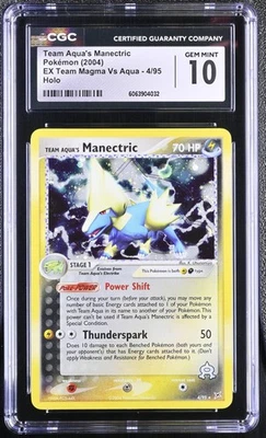 CGC 10 GEM MINT Team Aqua's Manectric EX Team Magma Vs Aqua 4/95 Holo Pokemon - Image 1 of 2
