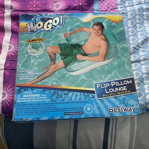 H2OGo Bestway Inflatable Flip Pillow Pool Lounger Back Rest Cup Holder 40x37 - Picture 1 of 1