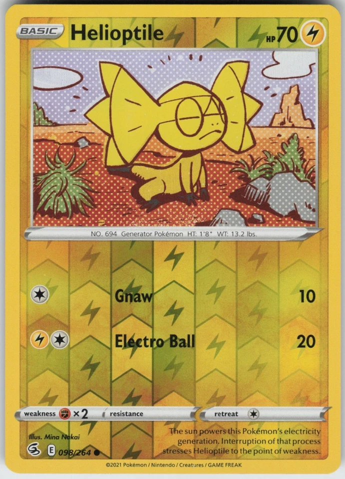 PO-06 Reverse Holo Helioptile 098/264 Common SWSH08: Fusion Strike - Image 1 of 1