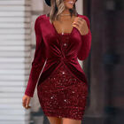 Womens Sequins Slim Mini Dress Sexy Ladies Bodycon Evening Party Cocktail Dresss
