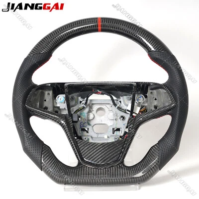 Real Carbon Fiber Steering Wheel Fit Cadillac ATS-L ATS-V CTS 2013-2019 w/Trim - Image 1 of 4