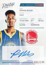 2016-17 Panini Prestige Patrick Mccaw Passport Signature 149 /5