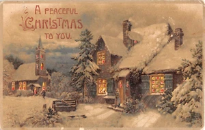 1906 Hold to Light Church & Home Peaceful Christmas post card - Picture 1 of 2