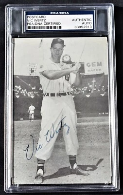 Vic Wertz Signed Detroit Tigers Photo Postcard 4x All Star - Died 1983 + PSA/DNA - Image 1 of 2