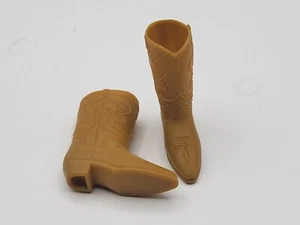 VTG Ken Barbie Doll Brown Squishy Short Western Cowboy Boots w Pattern - Taiwan - Picture 1 of 9