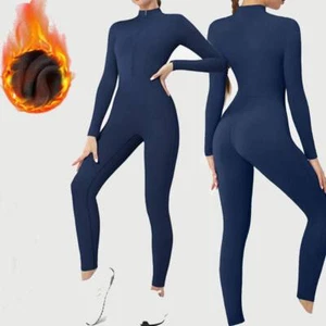 Bodysuit Bodycon Overall Ganzkörper Jumpsuit Sweat Eng Stoff Reißverschluss S-XL - Bild 1 von 15