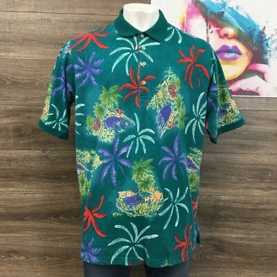 Camisa Polo de Golf Vintage Gant Tropical Palmera Vacaciones 3XLT Alta Foto 1 de 4