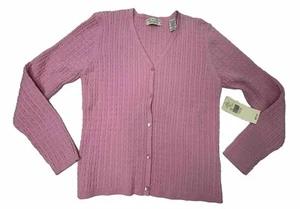 Lord & Taylor Cárdigan Suéter Para Mujer Pequeño Mediano PM-Cuello en V Rosa Nuevo con Etiquetas Preppy - Imagen 1 de 12
