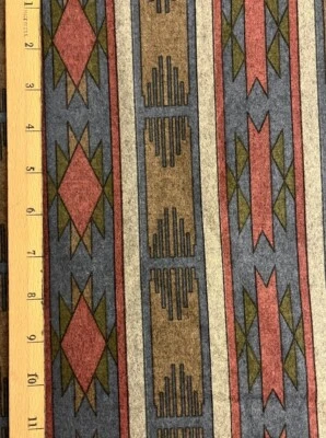 Southwest Design Flannel Fabric BTY ~ Back Side Gray Approx  36” X 64” Wide Plus - Image 1 of 4