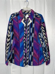 Damen 1x Vintage 90er Rodeo Western Shirt Cut Out Schlüsselloch hell lila blau - Bild 1 von 18