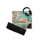 Cute Kitten Gaming Mouse Pad, Floral Mousepad, Extended Deskmat