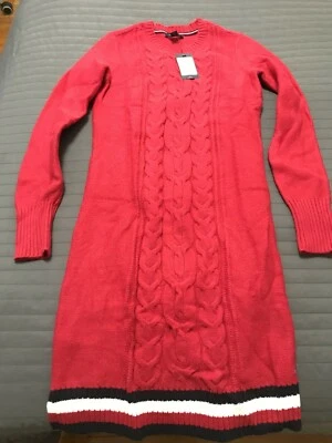 99$ Vestido Suéter Feminino Tommy Hilfiger XS Elástico Vermelho Manga Longa Pulôver - Imagem 1 de 4