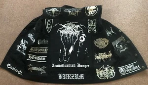 "Gilet da battaglia metallo nero denim cut-off Watain Venom Mayhem Behemoth S 18" - Foto 1 di 12