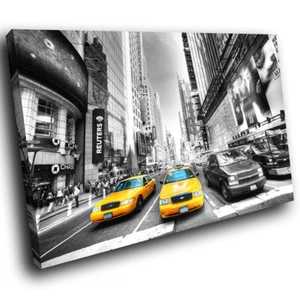 SC038 New York Taxi schwarz weiß Landschaft Leinwand Wandbild großes Bild Drucke - Bild 1 von 6
