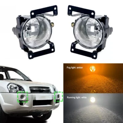 Par de faros antiniebla delanteros LED ámbar con luz de circulación blanca para Hyundai Tucson 2005-2012 Foto 1 de 4