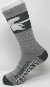 Michigan State Spartans NCAA FBF For Bare Feet First String Crew Socks *Large - Picture 1 of 5