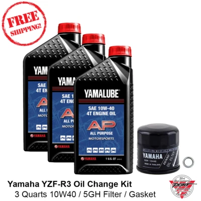 OEM Yamaha 2015-25 R3 / MT-03 Oil Change Kit YZF-R3 10w40 Yamalube Mineral Oil - Image 1 of 4