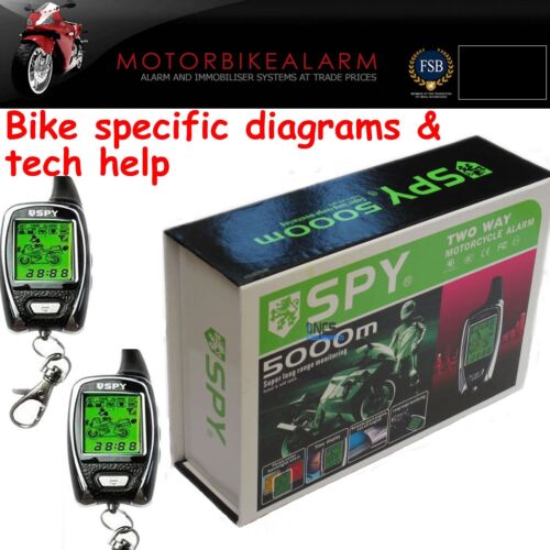 SPY 5000 MOTORBIKE MOTORCYCLE ALARM & IMMOBILISER 2 WAY LCD PAGER REMOTE START