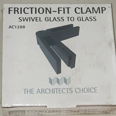 Architects Choice Black SS Friction-fit Swivel Clamp 12mm Glass to Glass AC1288 - image 1 of 4
