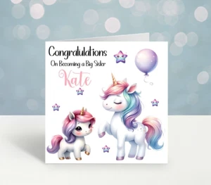 Congratulations on Becoming a Big Sister Card, Personalised New Big Sister Card, - Picture 1 of 4