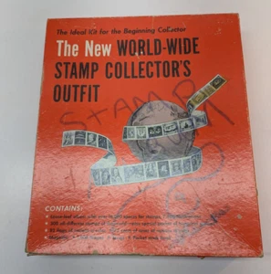 The New World Wide Stamp Collector's Album Outfit Kit & Stamps with Original Box - Picture 1 of 13