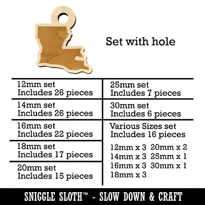 Mini dijes en forma de madera con silueta del estado de Louisiana joyería hágalo usted mismo artesanía Foto 1 de 4