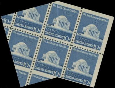 1973, USA, JEFFERSON MEMORIAL, 10C, BOOKLET PANE PARTLY IMPERF, NH, SC.#1510d - Image 1 of 2