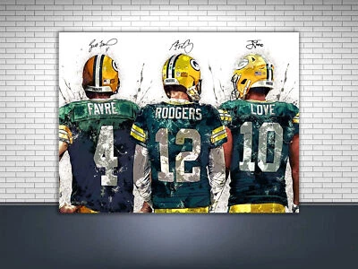 Jordan Love, Aaron Rodgers, Brett Favre Poster, Green Bay Packers Gift For Fans