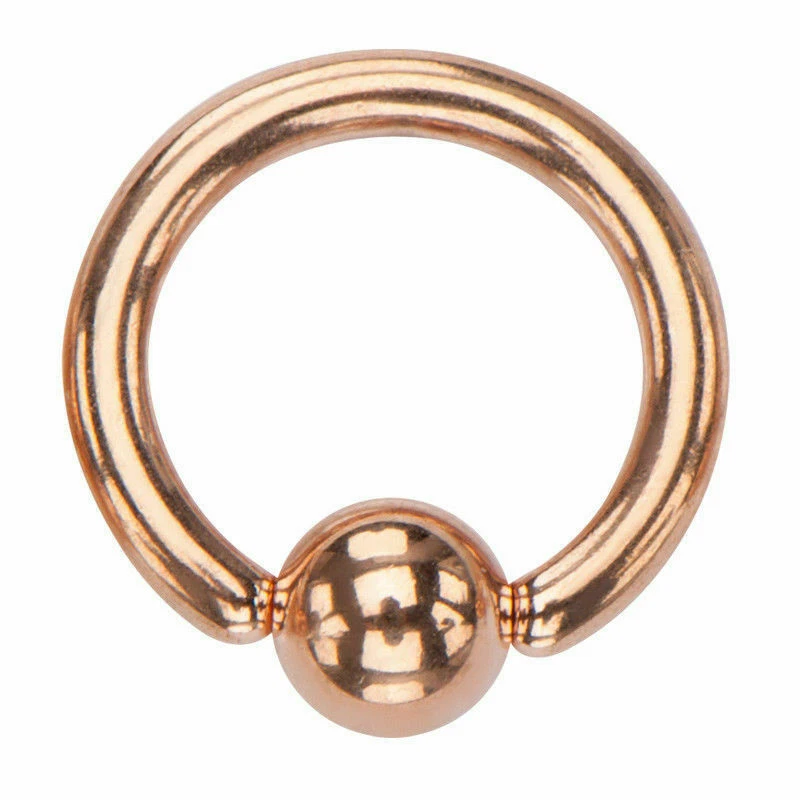 Rose Gold Plated Captive Bead Ring Body Jewelry 18g 16g 14g - Image 1 of 1