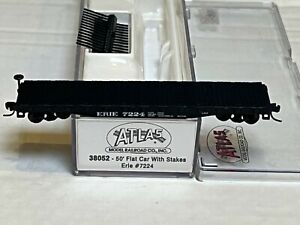 N Scale Atlas Erie 50' Flat Car With Stakes 7224 38052