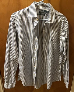 Vintage Polo Ralph Lauren Stanton Custom Fit Shirt Large Stripe Cotton Mens - Picture 1 of 4