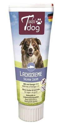 Tubi Dog Lachscreme 6 x 75g Hundeleckerli in der Tube (44,33 EUR/kg) - Bild 1 von 2